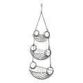 Home Decor 3-Tier Hanging Metal Hooks Round Fruit Basket Large Storage Food Vegetable Basket